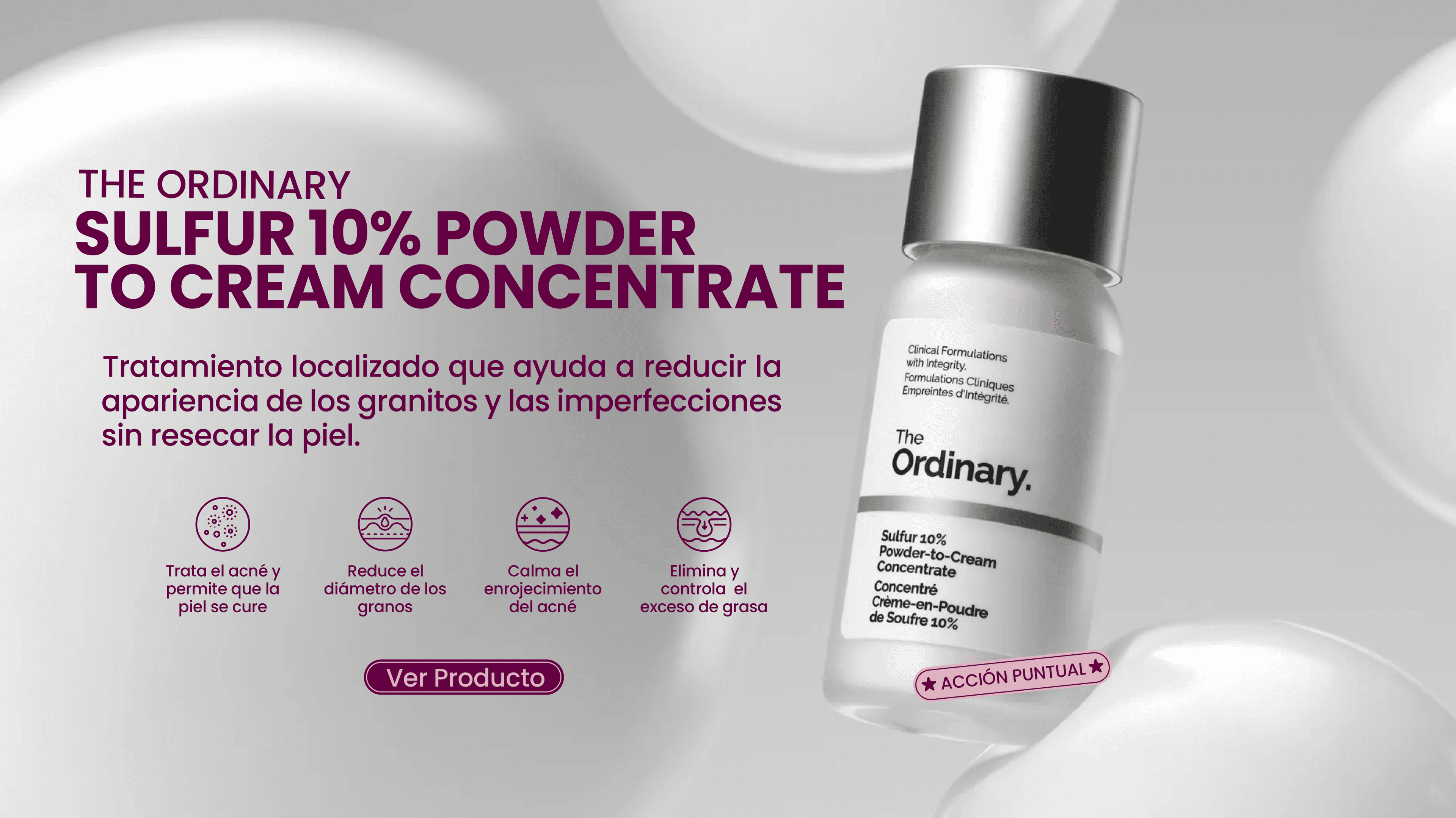 The Ordinary Sulfur 10% Powder to Cream Concentrate – Acción puntual contra granitos